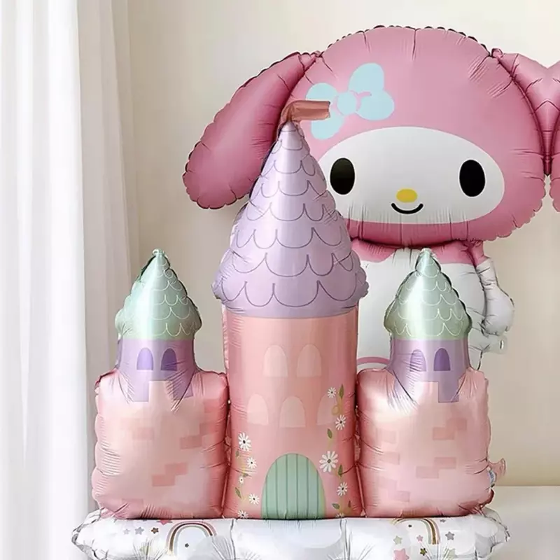 Balão de alumínio para festa de aniversário, decoração dos desenhos animados, Sanrio Kawaii Kitty Cat Kuromi Pom Pom Purin Cinnamoroll Melody