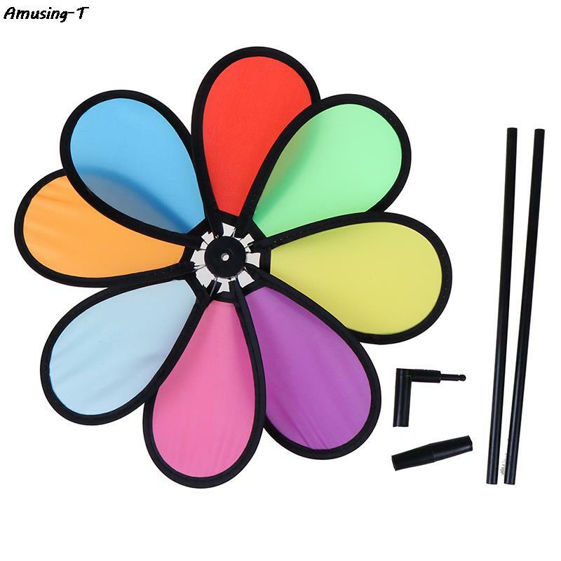 Outdoor Decor Colorful Rainbow Dazy Flower Spinner Wind Windmill Garden Yard Kids Toys