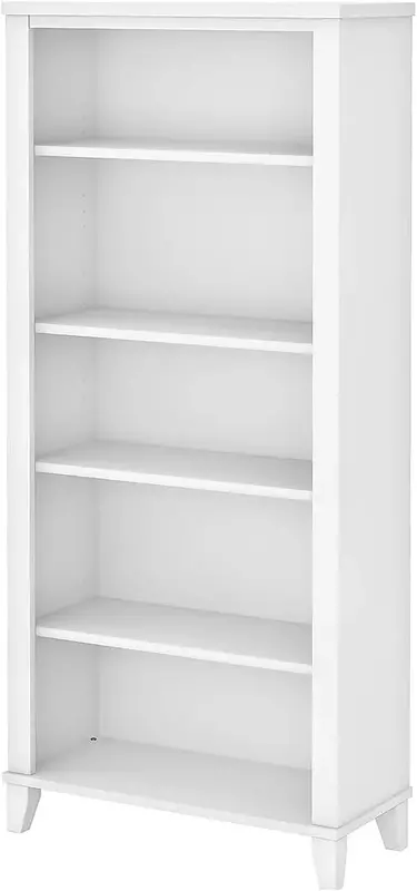 5-полочный 65-дюймовый книжный шкаф, белый