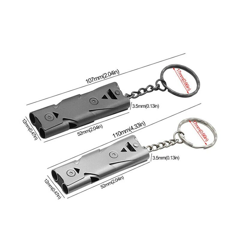 Double Pipe Whistle Pendant Keychain Portable Outdoor Survival Emergency Camping Tool