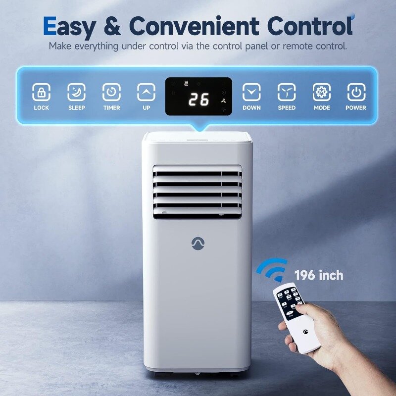 Portable Air Conditioners,10000 BTU for Room up to 450 Sq. Ft., 3-in-1 AC Unit,Dehumidifier & Fan with Digital Display,24H Timer