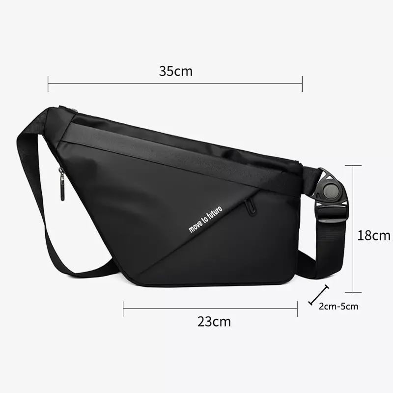 Men's PU Waterproof Chest Bag Fashion Trend Single Shoulder Sling Bag Capacity Expansion Travel Portable Crossbody Bag