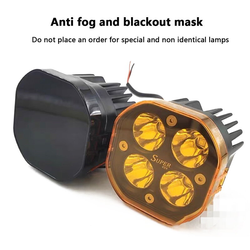 Couvercle de lampe de travail à LED, couvercle de cube, anti-poussière, jaune, noir, protection de lentille pour dosettes de 40W, antibrouillard, lampe de conduite