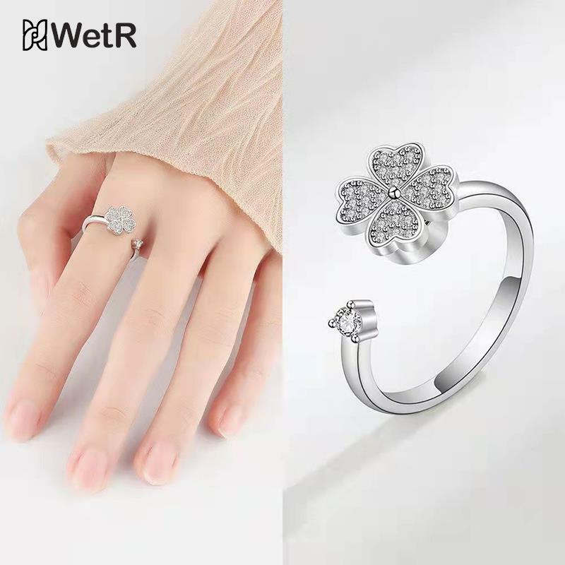 Obrotowe kwiatowy pierścień dla kobiet pierścionki obrotowe biżuteria otwierana regulowana prezent dla dziewczyny