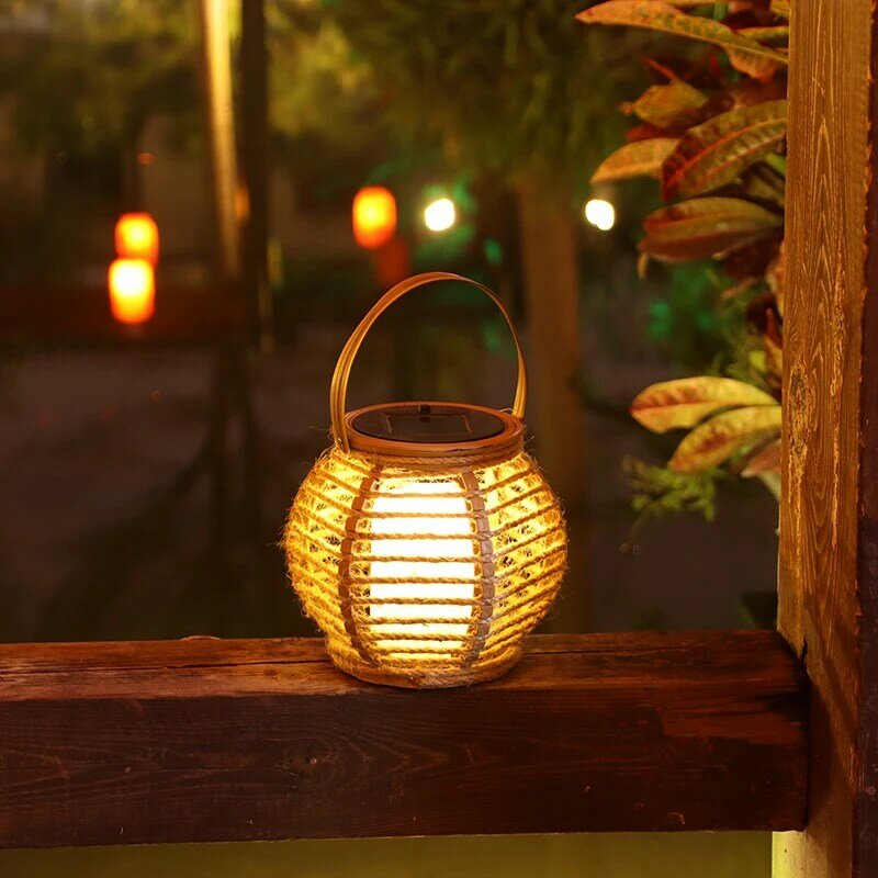 Lampada da giardino solare lampada da giardino lampada da giardino in Rattan impermeabile per esterni lampada da giardino a lanterna a LED lampada decorativa luce d'atmosfera