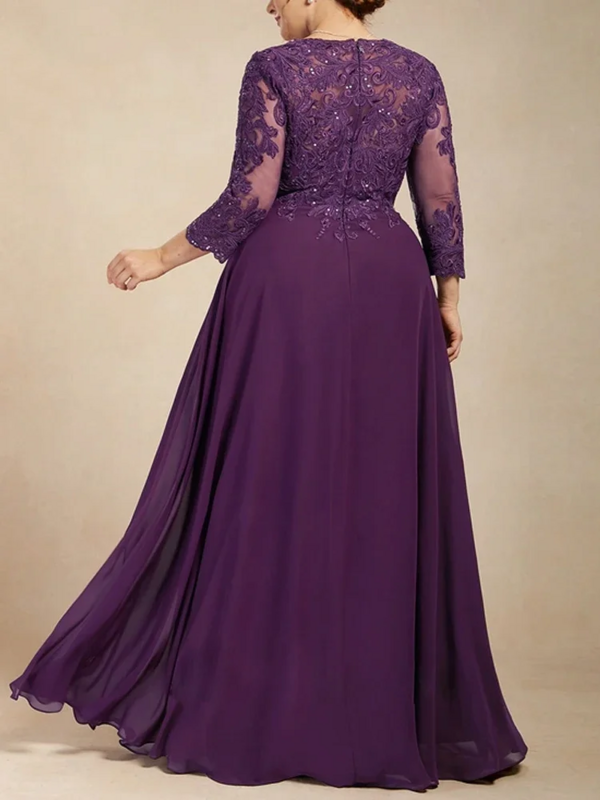 Panjang ukuran Plus ungu ibu dari gaun pengantin untuk gaun pesta pernikahan jubah Invitee Mariage gaun acara Formal