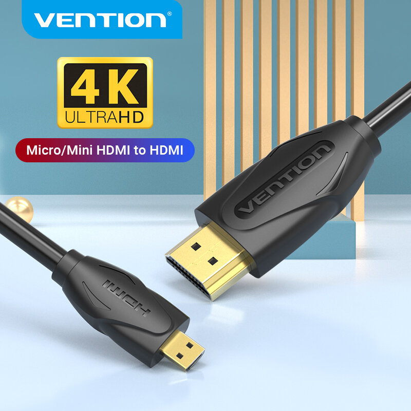 Kabel HDMI Mini Vention 4K/30Hz Kabel HDMI Mini Mikro Pria KE Pria untuk Kamera HDTV Layar Proyektor Laptop Kabel HDMI Mikro
