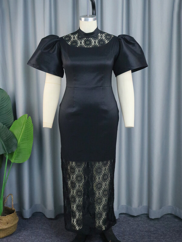 2023 African Dresses for Women Autumn Elegant Black Design Dashiki Abaya Bandage Maxi Robe Gowns Africa Sexy Lady Party Dress