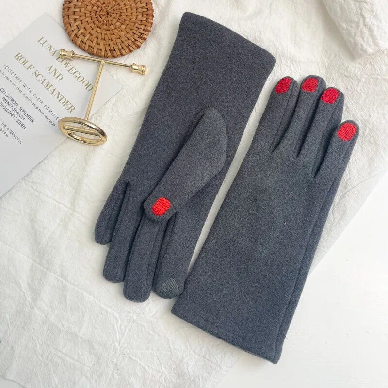 Модные перчатки с лаком для ногтей Grace Lady зимние винтажные перчатки с закрытыми пальцами женские плотные теплые варежки для вождения с сенсорным экраном для женщин T124