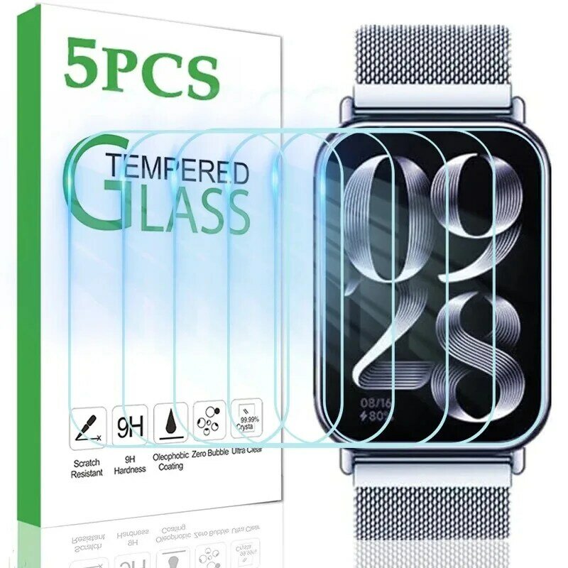 Protetor de tela de vidro temperado para relógio inteligente, película protetora ultra clara para xiaomi miband 8 pro, cobertura completa