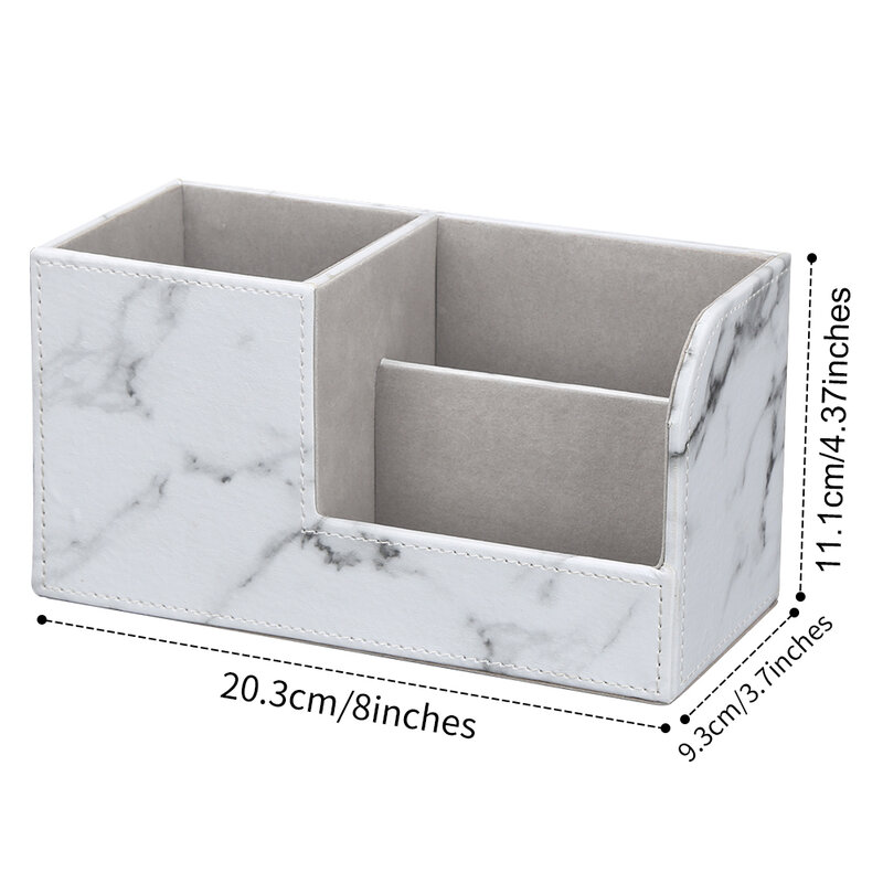 New Marble Small Stationery Pen Holder Pencil Box PU Leather Desk Organizer Cell Phone Stand Name Card Holder Office Storage Box