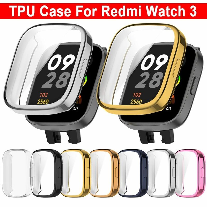 Estojo protetor para Redmi Watch 3, TPU Full Cover Screen Protector Shell, Smart Watch Bumper