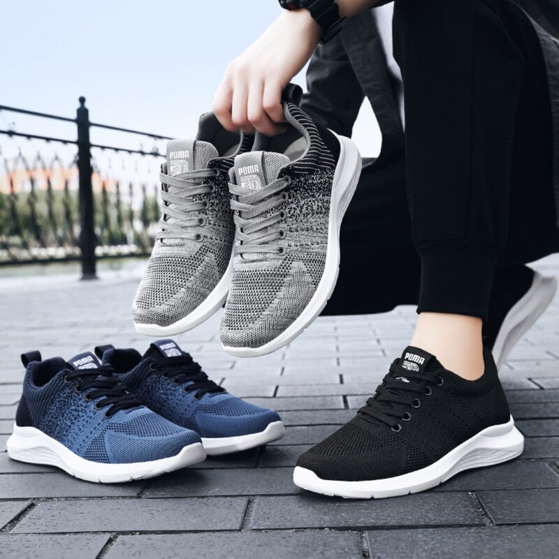 Men's shoes spring new trend men's shoes breathable lace-up running shoes Korean version of light casual walking shoes men