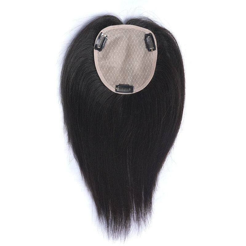 女性のための人間の髪の毛のトッパー,偽の頭皮,ヘアピースのクリップ,ストレートヘア,痩身ヘア,9x14 cm, 10 "12" 14 "。