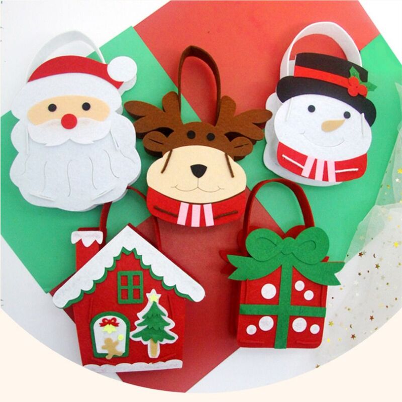 Sac à Bonbons de Noël en Tissu Non Tissé, Cadeau de Bonhomme de Neige, Bricolage, Jouet, Kriss Kringle Santa Claus, Sac à Main Portable Elk