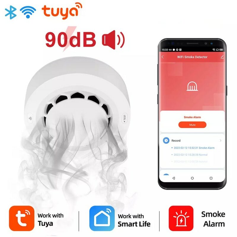 TY013 أجهزة إنذار أمن الوطن الذكي Tuya App متصل واي فاي كاشف الدخان التنبيه