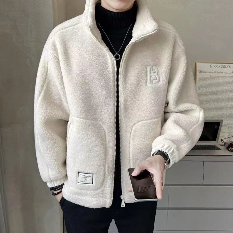 2024 New Clothes Spring Autumn New Trendy Temperament Fashion Casual Coat Man Solid Color Loose Warm Male Jacket Top All