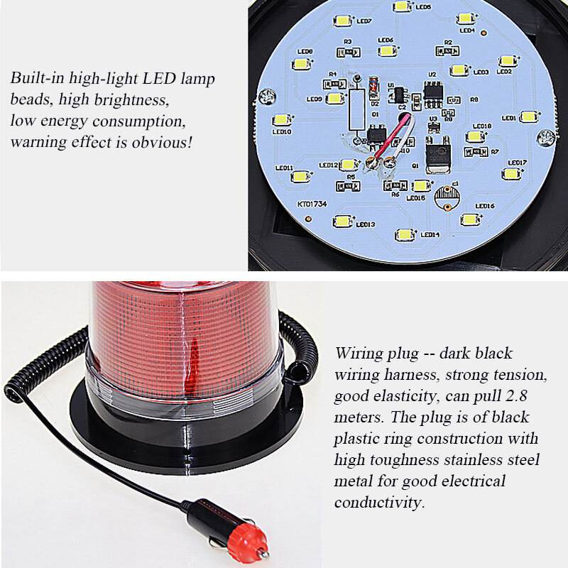 Magnetic Car Filled Warning Light Waterproof Highlighted Engineering Truck Trailer Ceiling Flashing Light