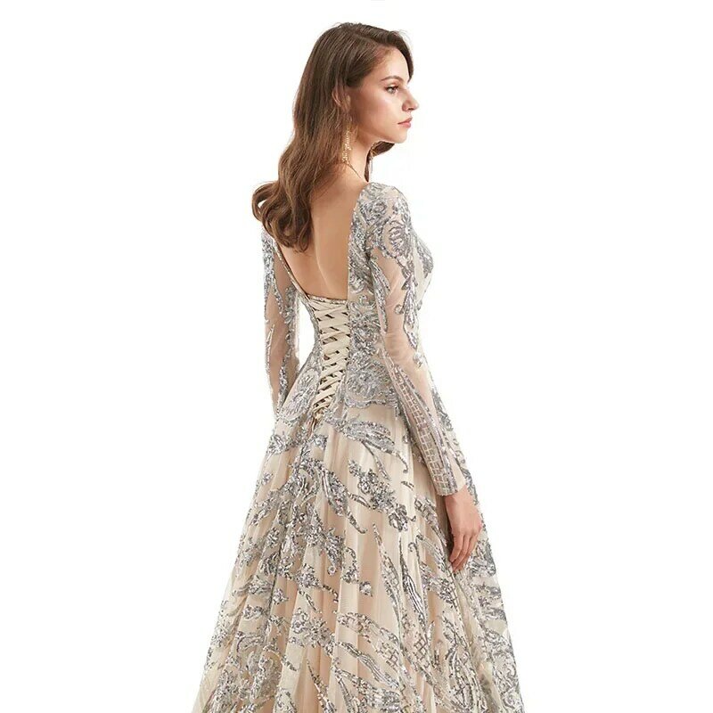 Oisslec-刺繍スパンコールのイブニングドレス,地面の長さのドレス,カスタムメイド,エレガント,有名人