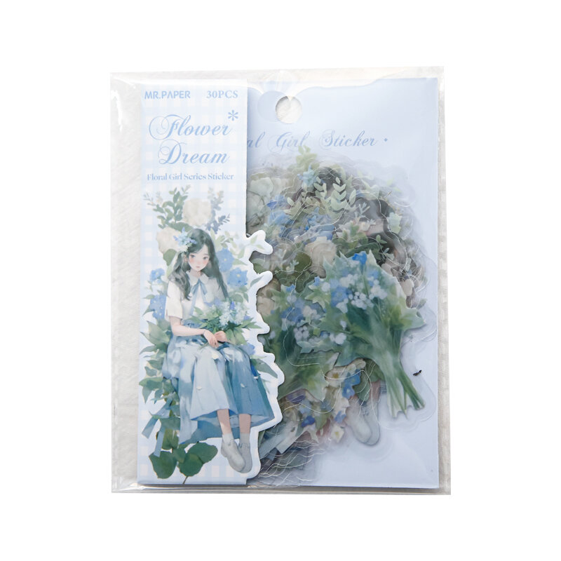 PVC Flower Stickers para menina, série bonito, decoração linda, 8 pacotes por lote
