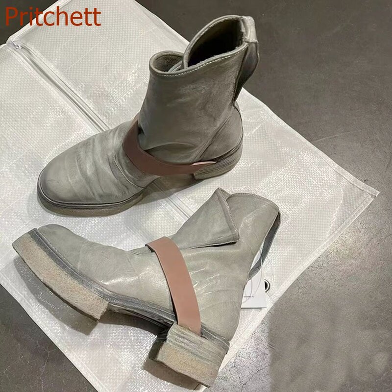 Round Toe Thick Heel Women Shoes Mixed Color Mixed Color Mid Calf Fashion Casual Comfortable Sexy Women Shoes 2023 New Arrivals