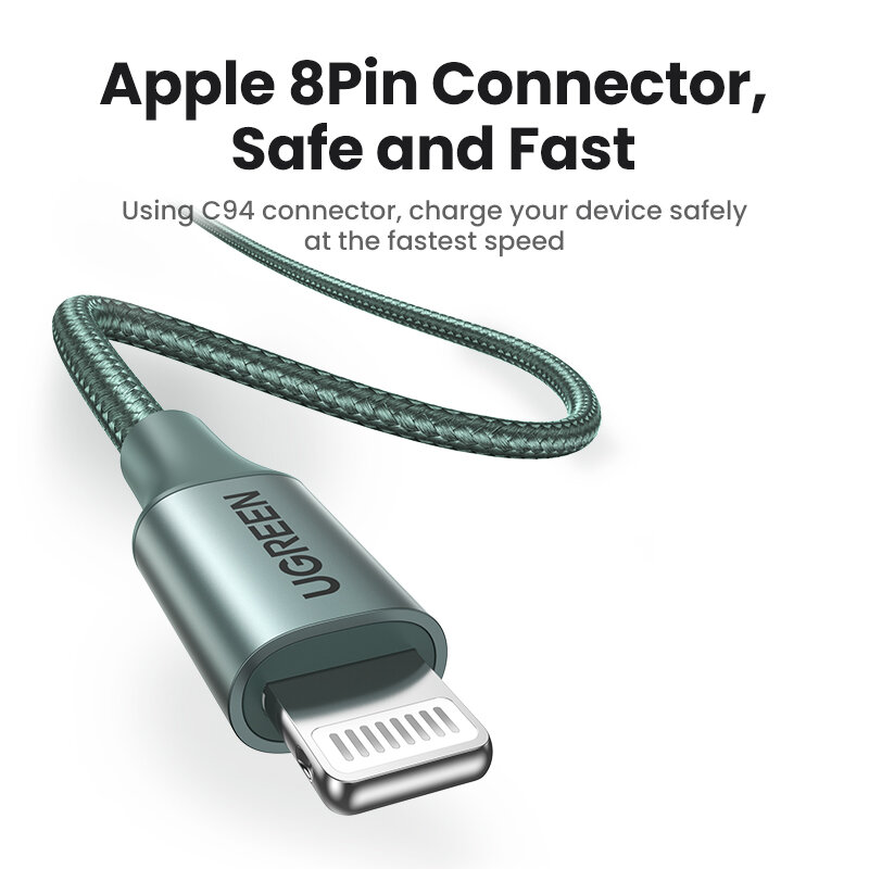 UGREEN MFi USB C To Lightning Cable PD20W Fast Charging สำหรับ iPhone 14 13 12 Pro Max Mini Data Cable สำหรับ iPhone สำหรับ iPad