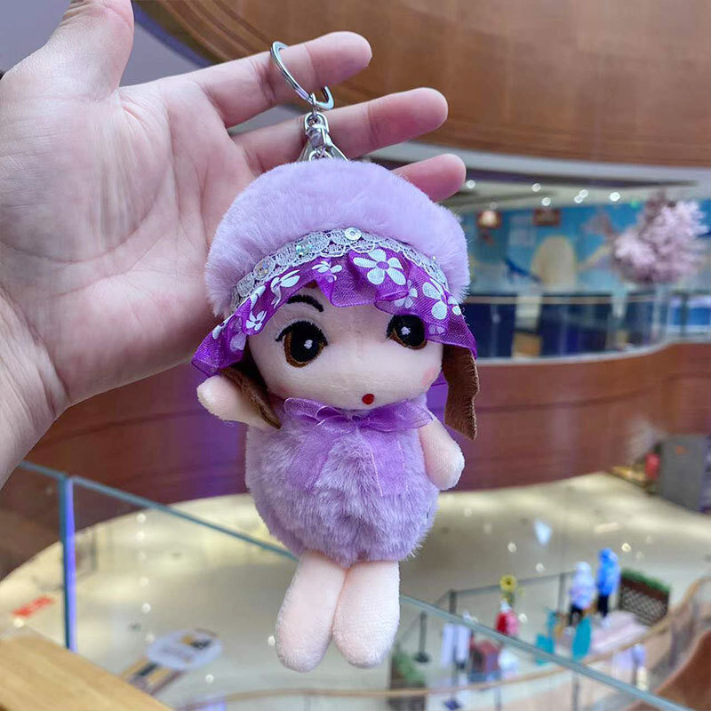 1Pc 15CM Cartoon Cute Plush Little Girl Keychain Pendant Children Anime Doll Doll Bag Charm Plush Toy Doll Girl's Birthday Gift