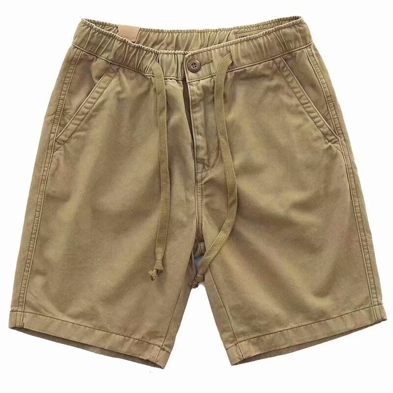 Pantalones cortos para exteriores para hombre, Shorts informales de cintura elástica, Color sólido, estilo coreano, 2024