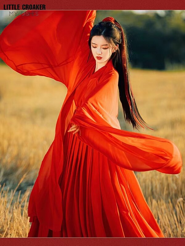 Kostum Tari Rakyat Tradisional Tiongkok Pakaian Hanfu Wanita Pakaian Cosplay Pendekar Kuno Wanita Pakaian Tari Panggung Dinasti Tang