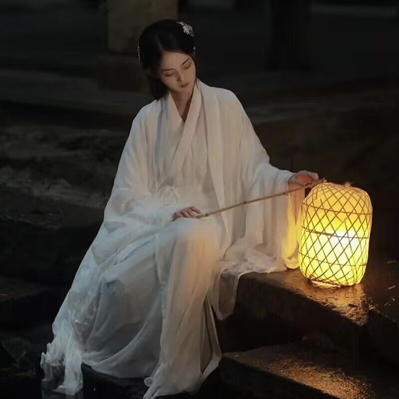 Vestido Hanfu blanco para mujer, disfraz de Hada de Halloween, chino antiguo, talla grande, verano 2023