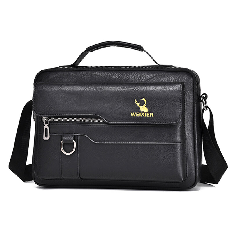 Tas tangan pria tas selempang pegangan atas tas Messenger bisnis tas bahu kulit PU Laptop tas kantor tas Tote