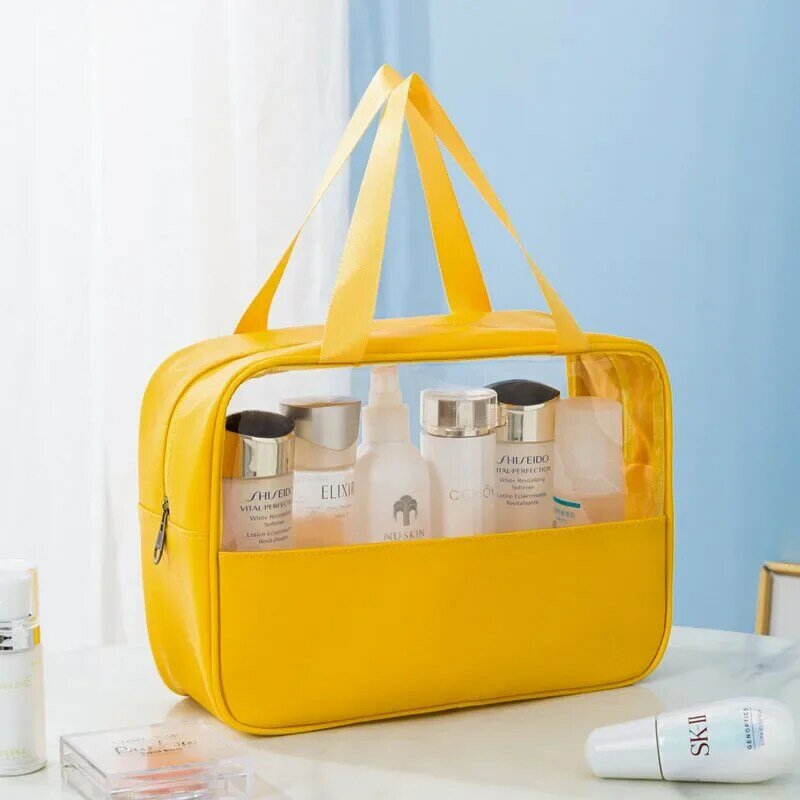 Bolsa de lavagem de viagem portátil para mulheres, transparente impermeável maquiagem armazenamento bolsa, grande capacidade cosméticos organizador, beleza caso, feminino