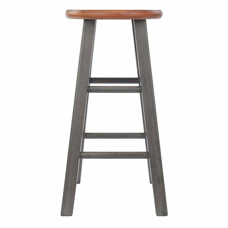 24" Counter Height Stool Kitchen Backless Teak Finish Wood Bar Chair