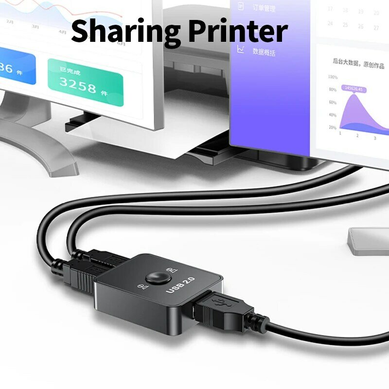 Przełącznik drukarki USB Unnlink 2 w 1 na 2 komputery udostępnij 1 drukarkę dysk twardy Udisk klawiatura z myszką