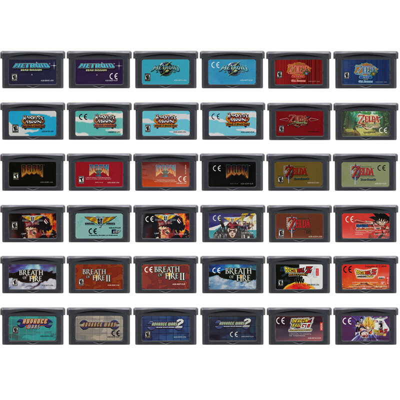 GBA Games Cartridge 32 Bit Video Game kartu Advance Wars Breath of Fire Metroid Zzelda Harvest Moon untuk Retro penggemar hadiah