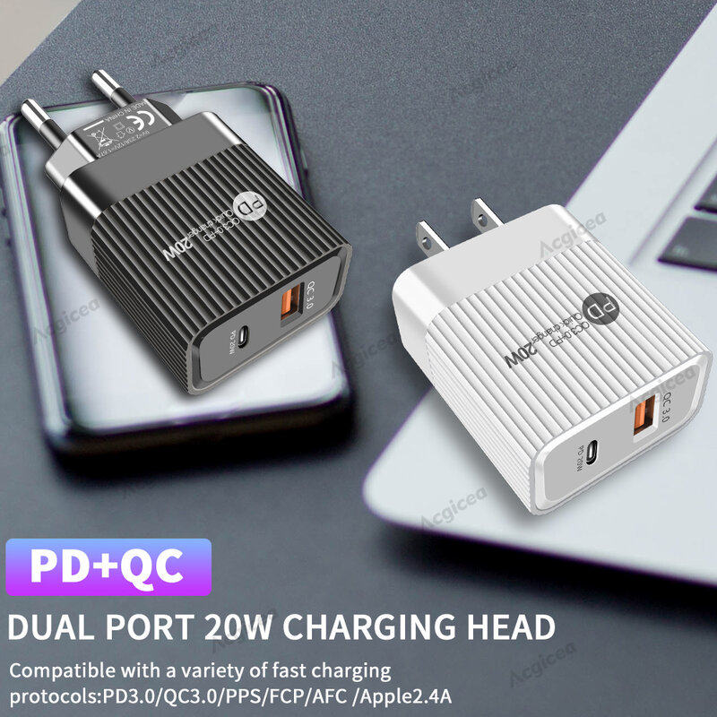 20W Phone Charger USB Type C Charger PD Fast Charging For iPhone 11 12 Pro Xiaomi Huawei Samsung PD Charger USb C Phone Adapter