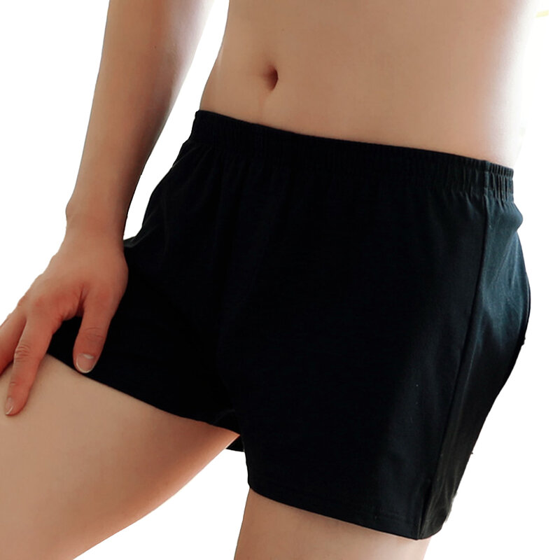 Shorts boxer de algodão respirável confortável masculino, cuecas ultra finas com bolsa em U, cuecas sólidas