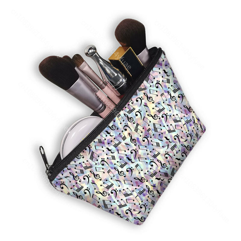 Muziekinstrument Print Cosmetische Kast Gitaar Viool/Violoncello Make-Up Opbergzakje Muziek Notes Beauty Bag Wassen Servet Tas