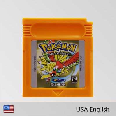 GBC kartu konsol permainan seri Pokemon 16-Bit kartu Video Game biru kristal hijau emas merah perak kuning inggris untuk GBC/GBA