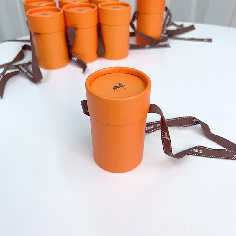 Franse Oranje Cilinder Sjaal Lint Geschenkdoos Set High-End Boetiek Geschenkdoos Voorkeur Cadeau Set Van Hoge Kwaliteit Sjaal Geschenkdoos