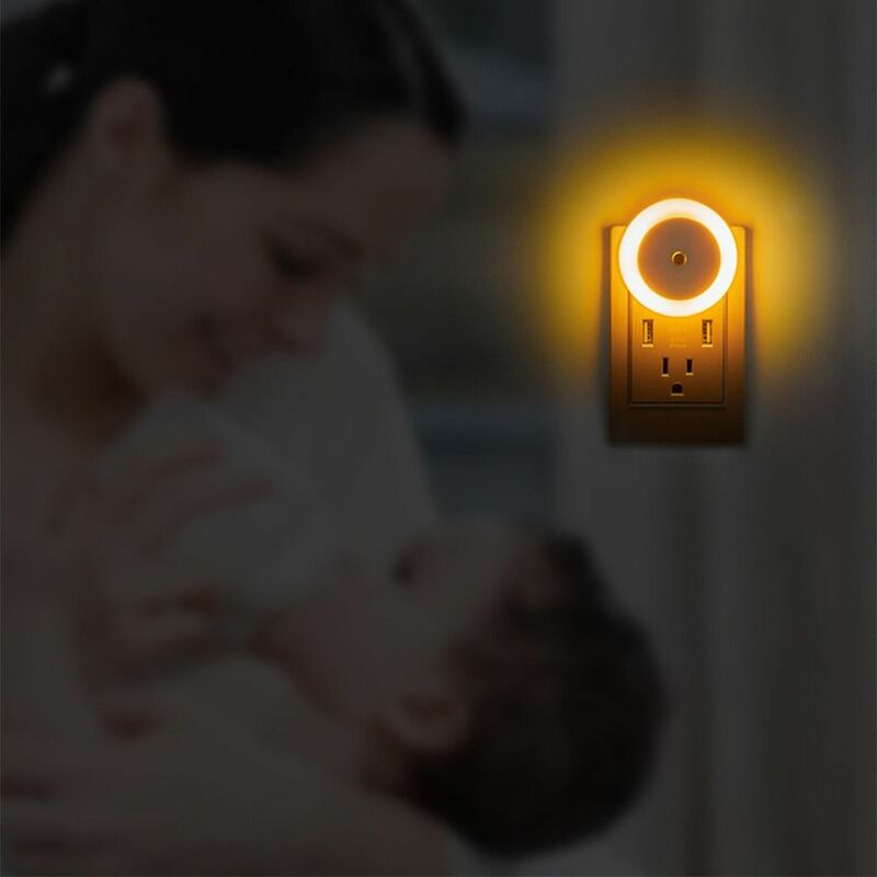 Furnishing Rotundity Bedroom Amber Light Light Controlled Induction Light Energy Saving Socket Light Night Light Smart Lights