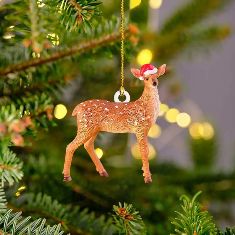 عيد الميلاد الاكريليك الحيوان قلادة شجرة عيد الميلاد زخرفة شجرة عيد الميلاد زينة معلقة المنزل 2023 السنة الجديدة لعبة نافيداد نويل الطبيعية