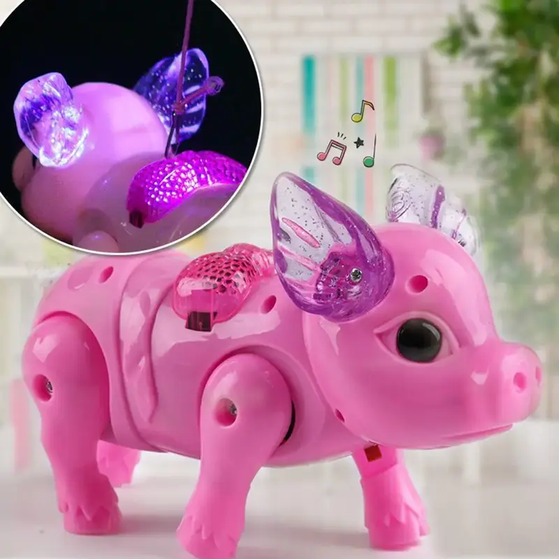 Nowy różowy kolor elektryczny chodzący zabawka świnka ze światłem muzyczne dzieci zabawna elektronika zabawka urodziny dzieci zabawki prezentowe
