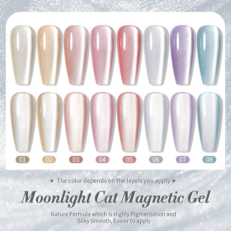 BORN PRETTY Silver Moonlight Cat Magnetic Gel Nail Polish White Light Magnetic Nail Sparkling Glitter Semi Permanent Varnish 10m