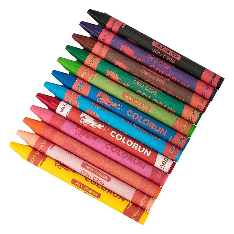 Deli-crayón de cera de 12 colores, pintura de Graffiti, dibujo, oficina, escuela, papelería, EC20800, 12 unids/lote por caja