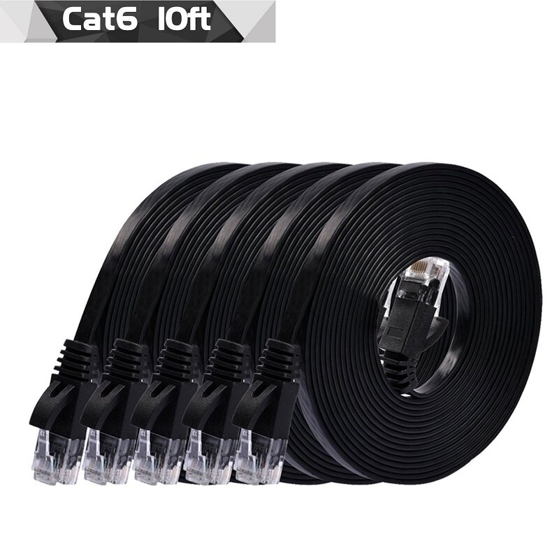 Кабель Ethernet CAT 6, 15 см, 50 см, 1 м, 2 м, 3 м, 5 м, 10 м, 30 м, 6 штук в упаковке, плоский сетевой кабель RJ45, UTP, патчкорд, кабель локальной сети, черный, синий, белый цвет