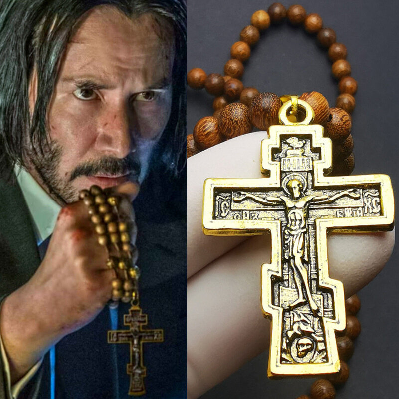 Film John Docht Baba Yaga Halskette Jesus Kreuz Metall Anhänger Cosplay Schmuck Zubehör Requisite