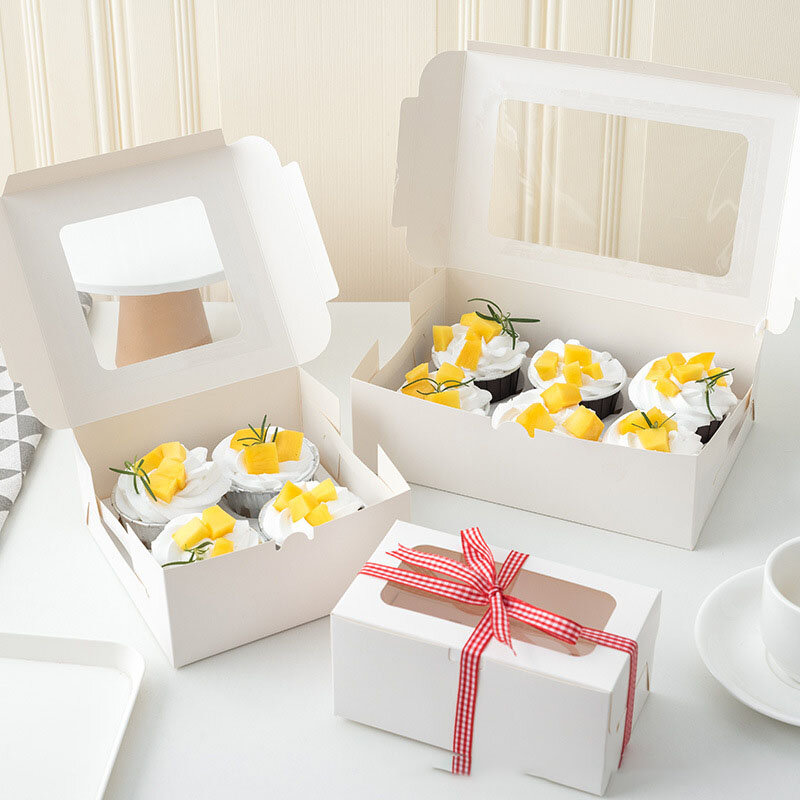 Caixa De Embalagem Descartável Donut, Egg Tart Packing Box, Cartão Branco, Papel Impresso, Produto Personalizado