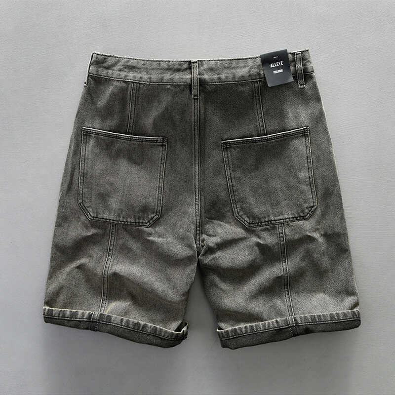 2024 estate nuovi pantaloncini di jeans Cargo lavati Vintage abbigliamento uomo pantaloni larghi al ginocchio in cotone morbido AG7137