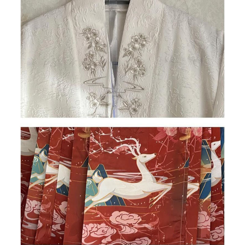 Tradycyjna dynastia Hanfu damska 2024 nowa wiosna lato ulepszony garnitur Hanfu luźna starożytny kostium sukienka do tańca z nadrukiem